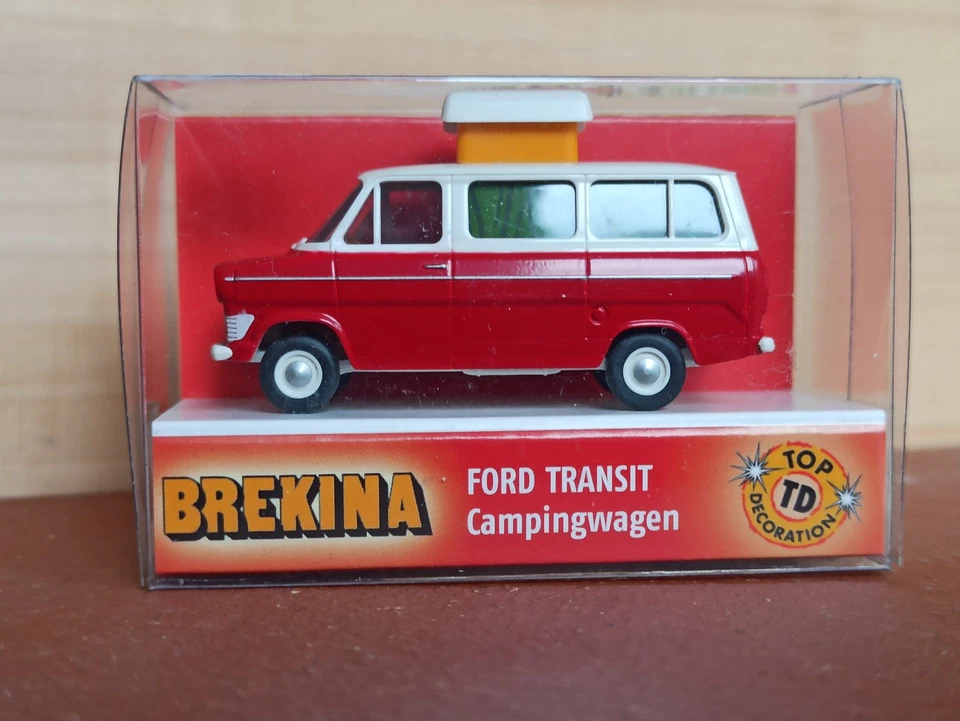 NEU BREKINA 34105 1:87 H0 Ford Transit lla Camper Campingwagen rot weiss OVP RAR - Bild 1 von 4