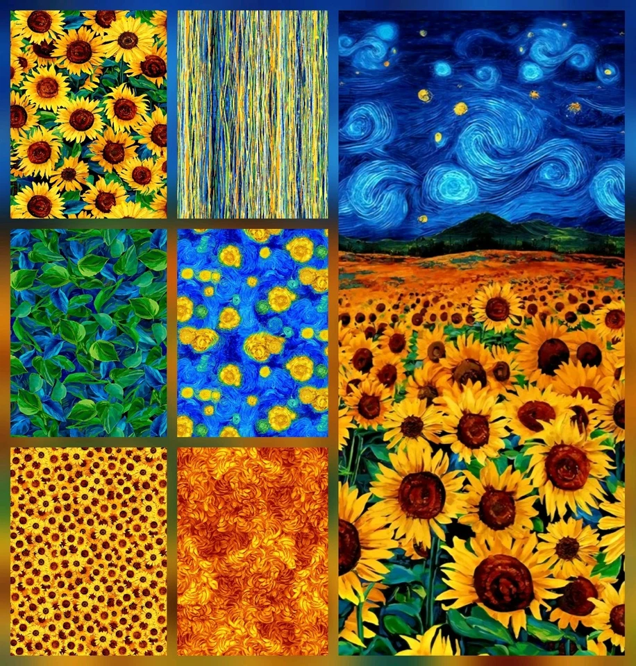 Tela de algodón Timeless Treasures Sunflower Symphony verde licuadora por yarda Foto 3 de 3