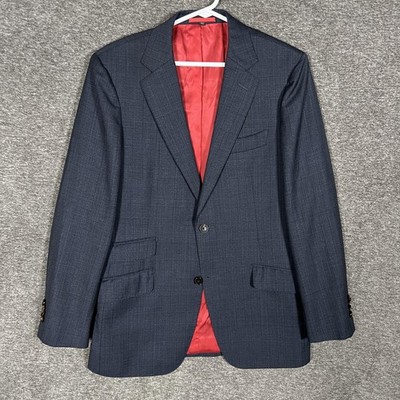 Suitsupply Suit Jacket Mens 38R Blue Check Super 130s Wool Slim Fit E Thomas