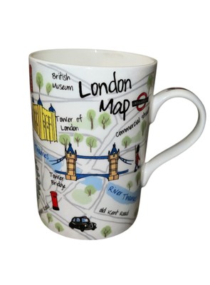 James Sadler London Map Mug London St Paul s Cathedral Beefeater Tower 10 oz