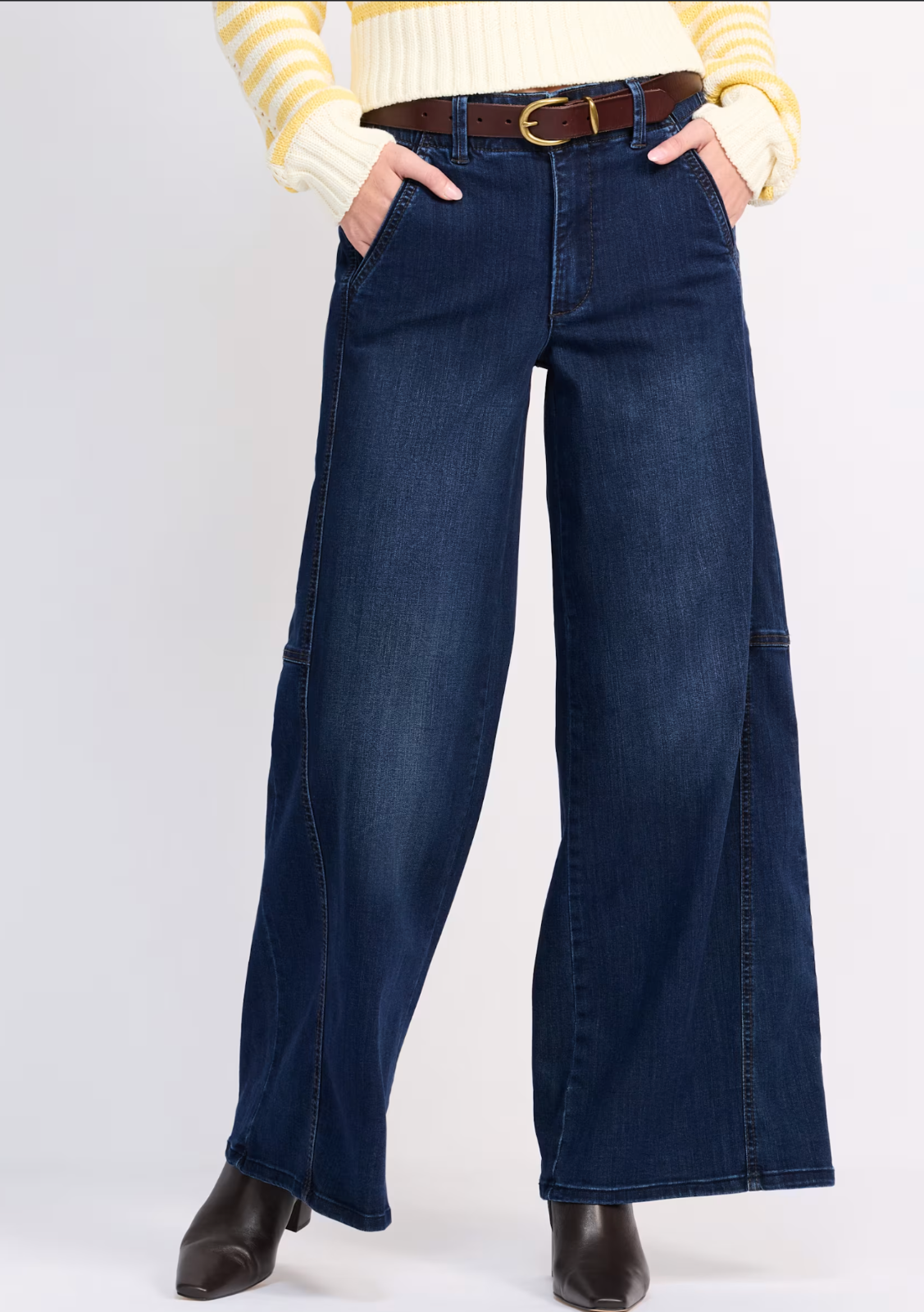 Wit & Wisdom Skyrise Wide Leg Sz 10 High Rise Stretch Denim Diagonal Seam