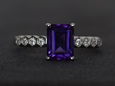 Purple Amethyst 925 Sterling Silver Women Pave Band Ring Duty Free