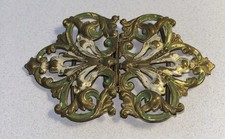Antique Art Nouveau Painted Filigree Brass Belt Buckle Unmarked