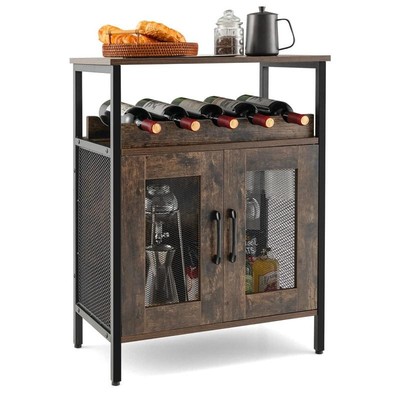 Industrial Liquor Cabinet With Glass Holder - 13.5 D X 13.5 W X 31 H