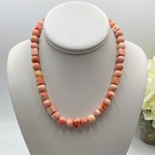 Peruvian Pink Andean OpalNecklace 20' 925 Sterling SilverMixed Shape 61g Rare