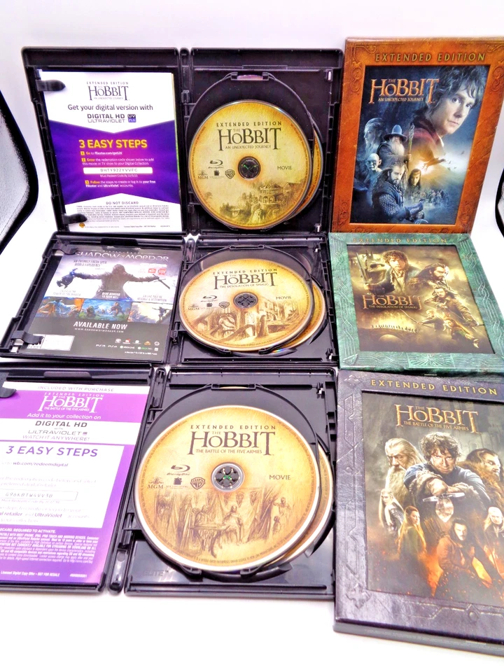 The Hobbit Trilogy Extended Edition Blu-ray Set Unexpected Journey Smaug Five Ar - Image 3 of 4