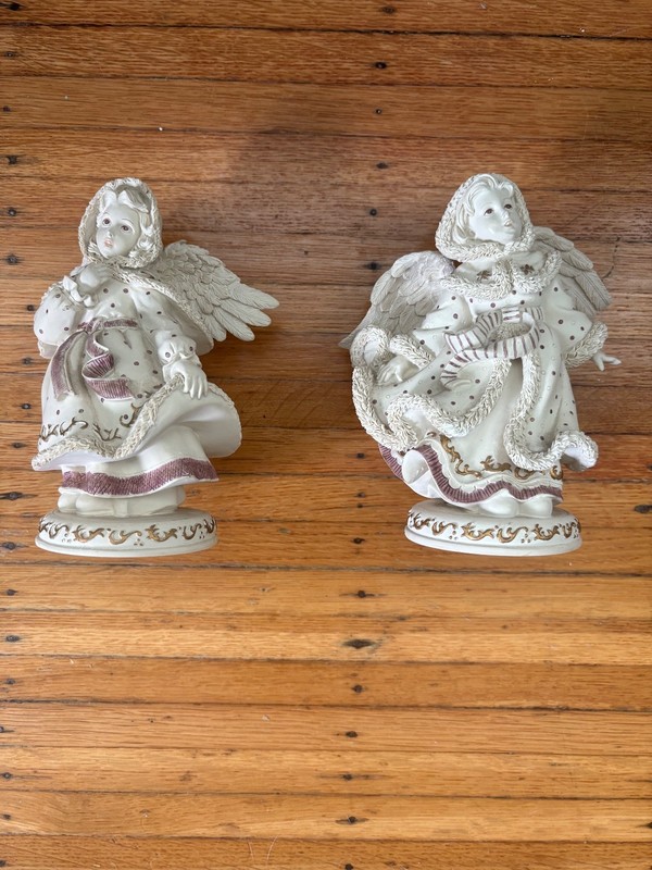 (2) - Sarah’s Angels Figurine Candle Holders - "Megan" #30818 & "Emily" #30819 