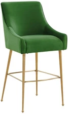 TOV Beatrix 25 1/2" Modern Green Velvet Fabric Counter Stool