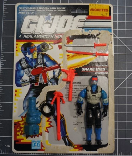 GI Joe ARAH Vintage Snake Eyes v4 w/Accessories & Full Card 1991  Hasbro