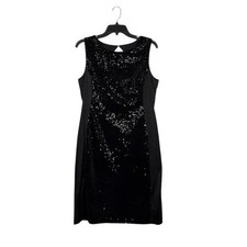 Donna Ricco Sequined Embellished Sheath Panel Dress LBD Cocktail Party Sz 8 EUC