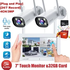 2-Way Audio Security System w/ 2PCS 2K Cams & Touchscreen Monitor & 32GB SD