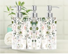 Stainless Steel Soap Dispenser Floral Design 18.6oz Kitchen Bath Decor
