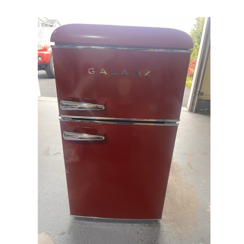Galanz Red Retro Mini Fridge EFR840-RED Retro Style 2 Doors Freezer Used