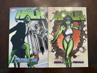 She-Hulk Vol 1 Single Green Female & Vol 2 Superhuman Law  (Marvel) Lot Of 2 TPB