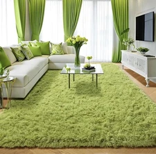 Luxury Fluffy Rug Ultra Soft Shag Carpet For Bedroom Living Room 5x8 Green