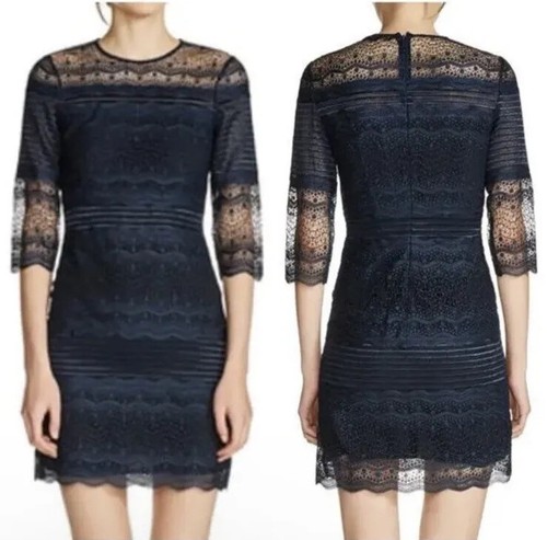 NWT Maje Mini Dress Rizzie Marine Navy Lace Women’s 1-SMALL Sheath $495!