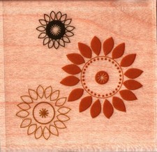 Inkadinkado FLOWER TRIO Wood Mounted Rubber Stamp Floral Spring Summer