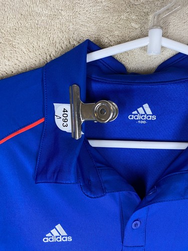 adidas Tennis Polo T-Shirts Top Size 100 Asia L Womens Blue Logo Short Sleeve - Picture 3 of 11