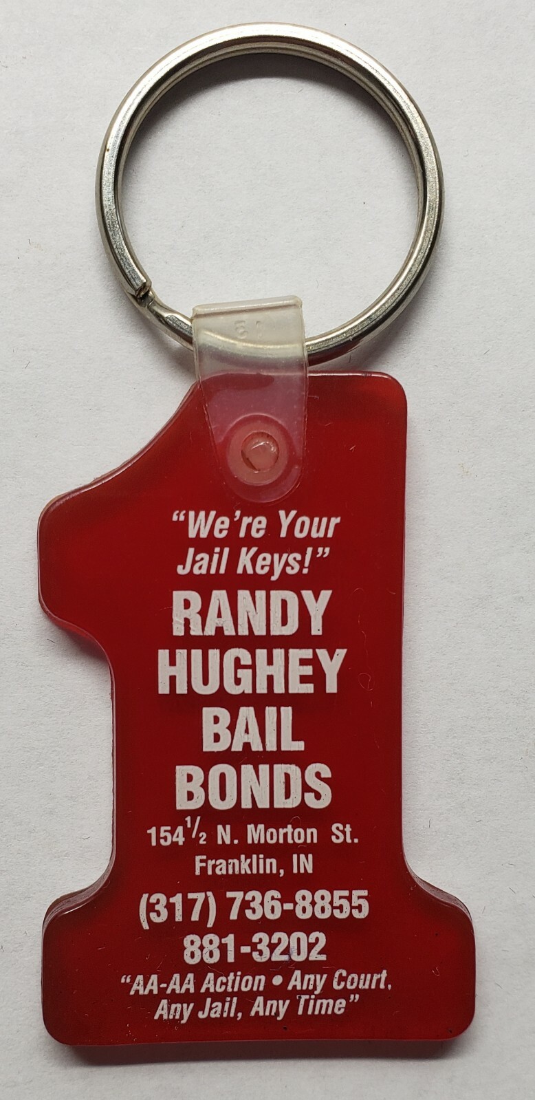 VINTAGE BAIL BONDS RANDY HUGHEY KEYRING KEY CHAIN FOB FRANKLIN INDIANA ...