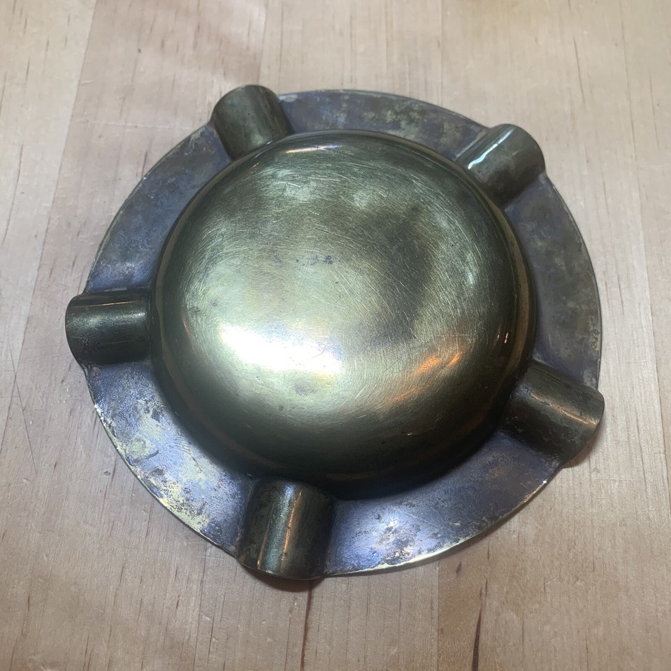 Two Vintage Circular Brass Ashtrays eBay