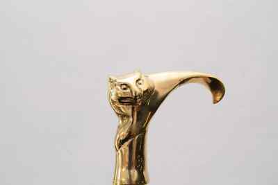 New Solid Brass Cat Look Handmade Head handle Wooden walking Designer Stick Cane