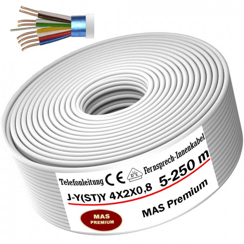 5-250m J-Y(ST) Y 4X2X0,8 cable de teléfono timbre - teléfono - línea de telecomunicaciones