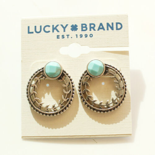 New Lucky Brand Faux Turquoise Stud Earrings Gift Vintage Women Party Jewelry - Picture 1 of 4