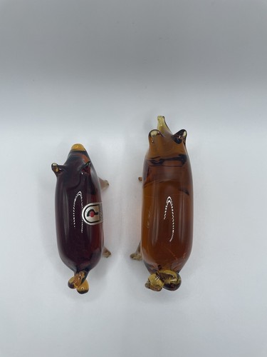 Pilgrim Glass Brown Pigs 3.5x2 Set Of 2 - Picture 10 of 11