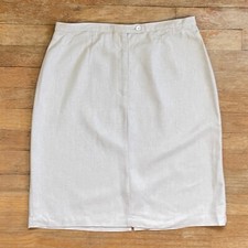 Vintage Linen  Rayon Skirt Size Medium 30" Waist 1990s Talbots Beige Straight