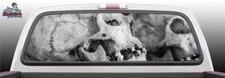 Skull Grayscale Dark Perforated Perf Vinyl Rear Window Decal Graphic Truck SUV 