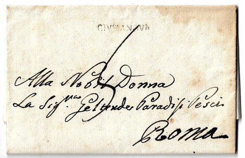 Lettera pre-filatelica Stato Pontificio, timbro lineare di Civitanova, 1838 - Bild 1 von 4