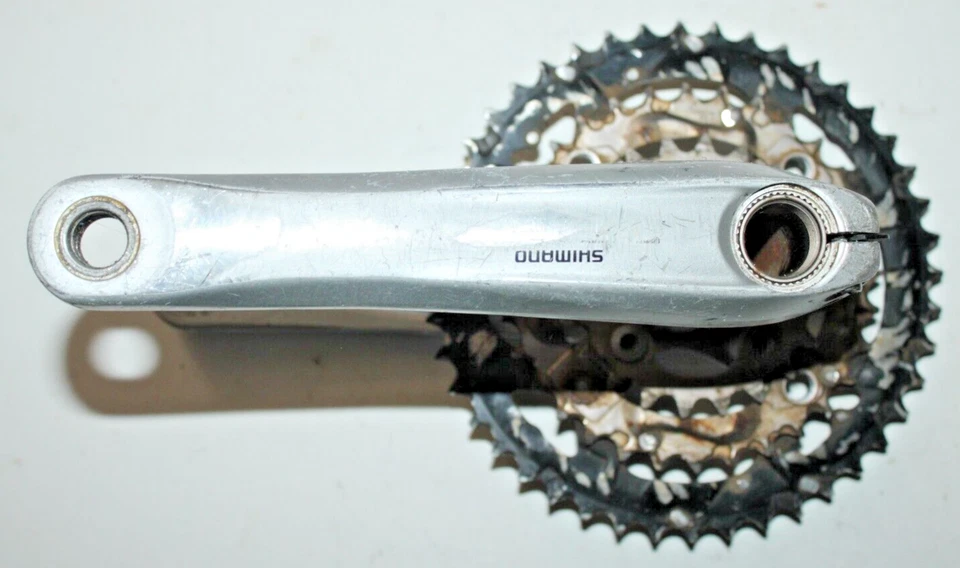 Pedivela tripla Shimano FC-M591 170mm 44/32/22t BCD104 cinza MTB sujeira remetente EUA - Imagem 2 de 4