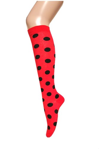 Women and Girls Novelty Polk Dots Cosplay Party Event Knee High Socks - Picture 7 of 9