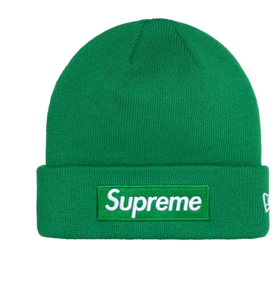 NEUF Supreme x New Era Box Logo Beanie FW24 Vert EN MAIN 100% Authentique !