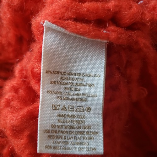 Free People Chunky Open Knit Pullover Sweater Orange Crop Wool Mohair Small - Picture 9 of 12