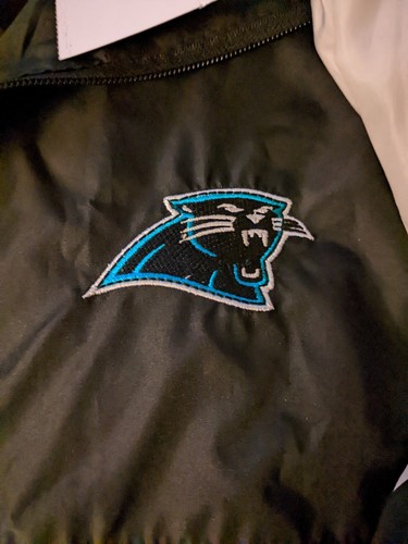 Vintage NFL Carolina Panthers Jacket Large Black Windbreaker Full Zip SI - Picture 6 of 12