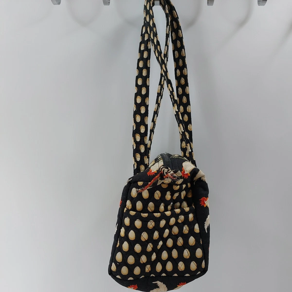 VERA BRADLEY Chanticleer Barrel Handbag Chicken Rooster Black RETIRED