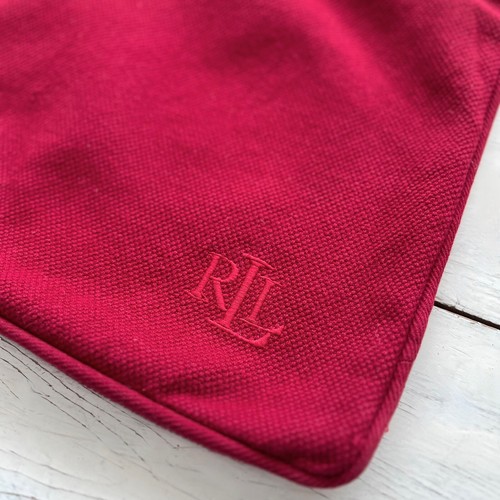 2 Lauren Ralph Lauren Monogram Red Throw Lumbar Decorative Pillow Covers 25x14" - Picture 2 of 9