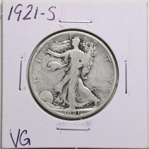 1921-S 50C Walking Liberty Half Dollar in VG Condition #4855