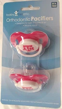 NCAA Texas A&M Aggies Pacifier set of Pink Color On Card by baby fanatic