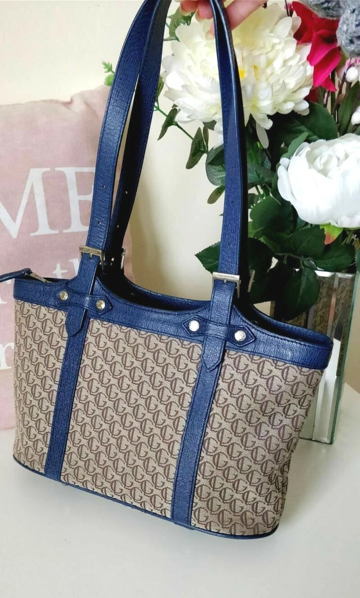 GUY LAROCHE, TEXTILE & LEATHER SHOULDER/TOTE MONOGRAM BAG.