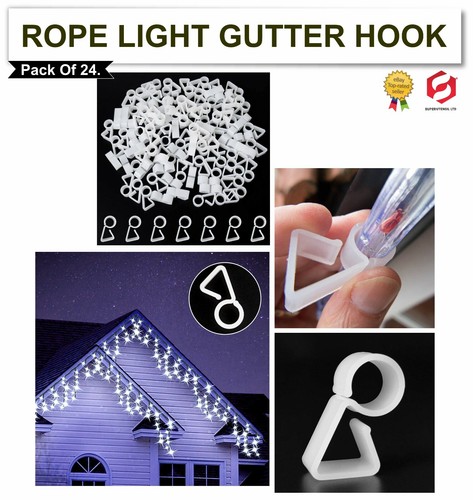 Gutter Hooks Rope Light Clips Attaching House Decoration Christmas  24pc - Picture 4 of 6