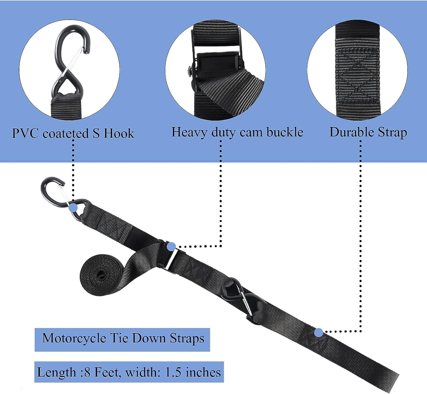 Motorcycle Handlebar Tie Down Straps Dirt Bike Straps Short Cam Buckle