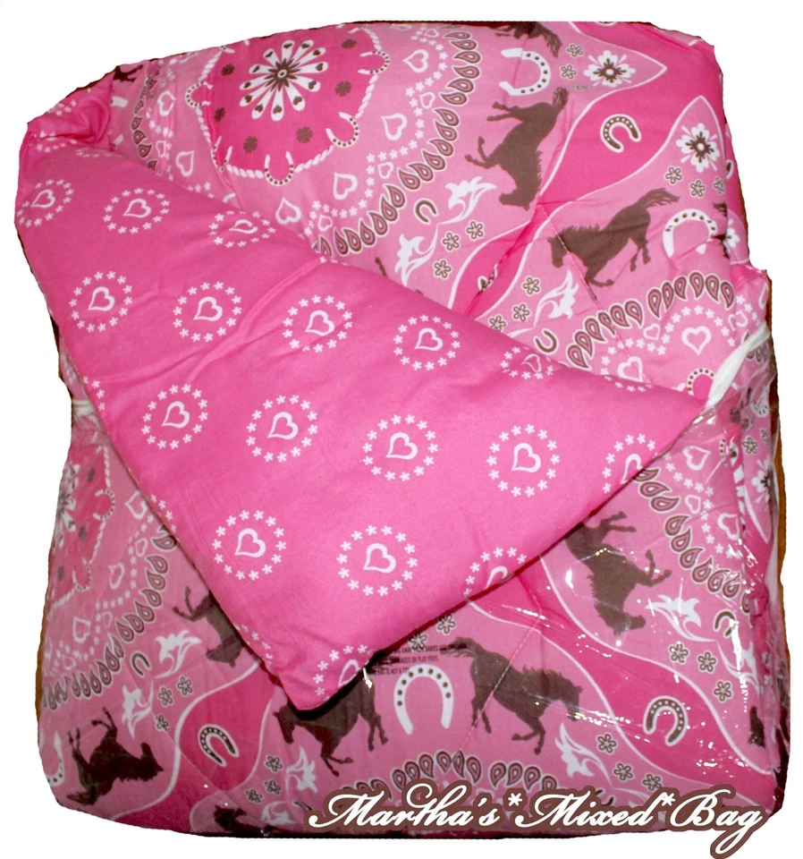 GIRLS PiNk Brown Horse PONY BANDANA Comforter Set w/Sheets+Backpack! (NO PILLOW) - Image 3 of 4