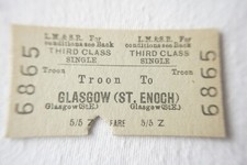 Troon to Glasgow LMS Railway Ticket