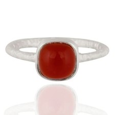 Natural Red Onyx Semi Precious Stone 925 Sterling SIlver Textured Ring Jewelry