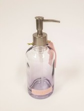 NEW JUDITH RIPKA GLASS OMBRE CLEAR+PURPLE TINT SILVER PUMP,ROUND SOAP DISPENSER