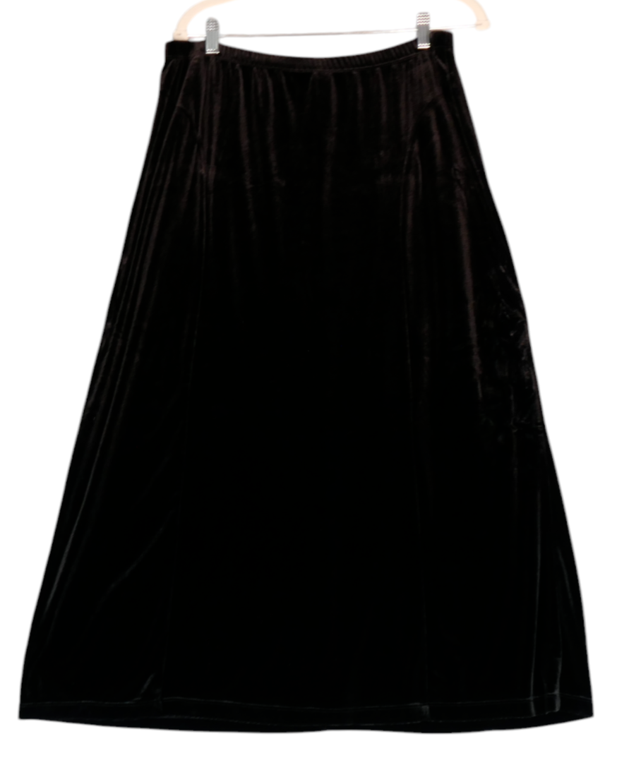 Notations Maxi Skirt Womens 1x Black Stretch Velvet Pull On Soft Girl Romantic-image