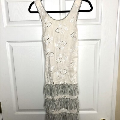 Rebecca Taylor Cream Eyelet Embroidered Ruffle Natural Fivers Linen Dress Size 4 | eBay Rebecca Taylor Cream Eyelet Embroidered Ruffle Natural Fivers Linen Dress Size 4 | eBay