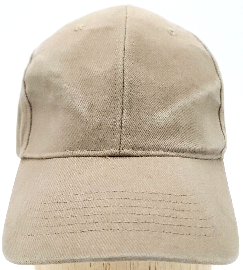 Vtg Blank Beige Tan Anvil Strapback Panel Dad Baseball Ball Cap
